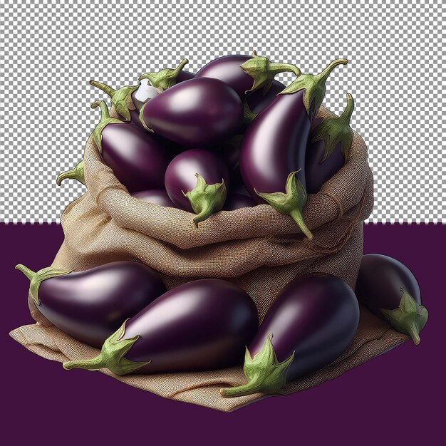 PSD glorie de l'aubergine récoltée png