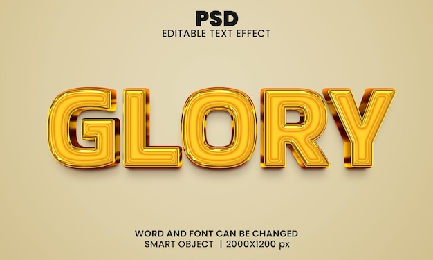 Glory 3d bearbeitbarer texteffekt premium psd mit hintergrund