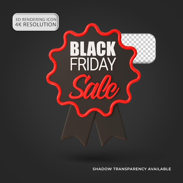 PSD glossy black friday sale offer badge icon isolado 3d ilustração para composição