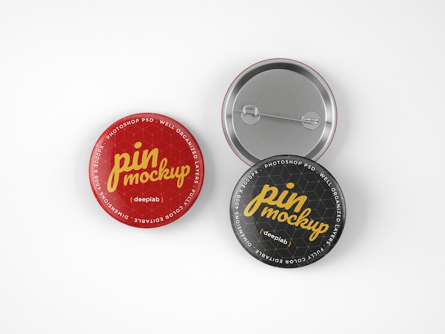 Glossy button pins mockup