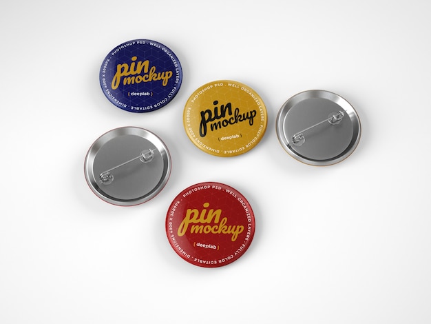 Glossy Button Pins Mockup
