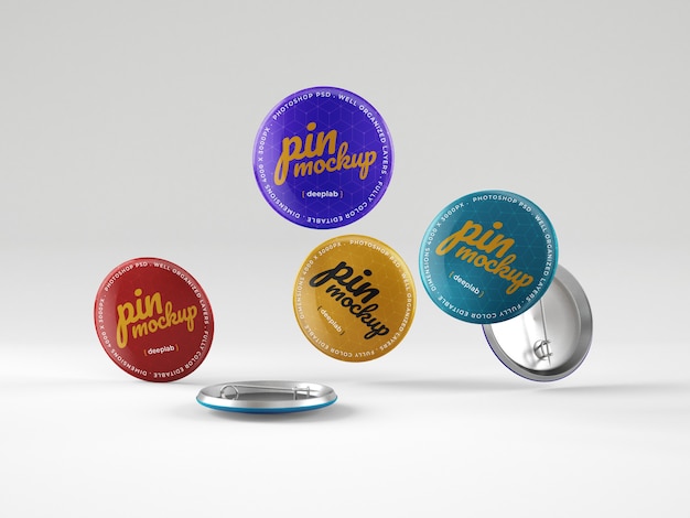 Glossy button pins mockup