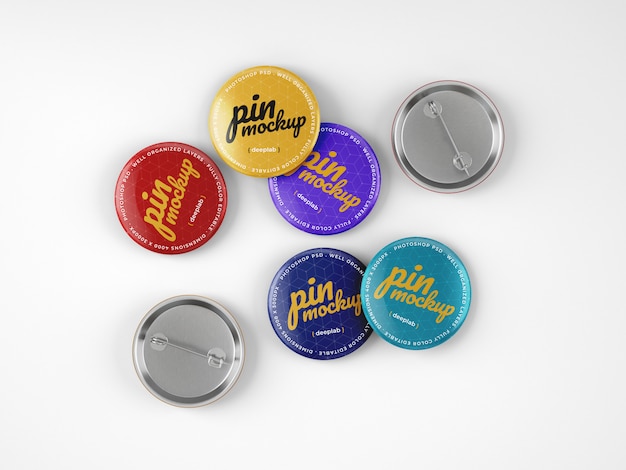 Glossy Button Pins Mockup