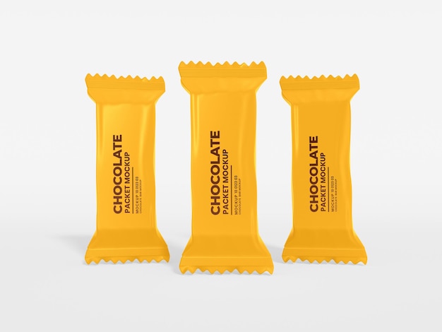 Glossy Foil Snacks Bar Packet Branding Mockup