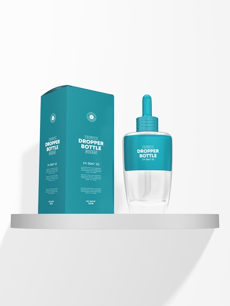 Glossy glass cosmetic essential oil tropfflasche branding mockup