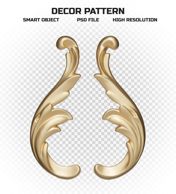 PSD glossy golden decor pattern in high quality for decoration