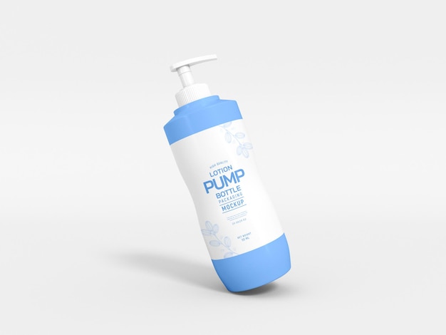 Glossy Plastic Body Lotion Pumpflasche Verpackung Mockup