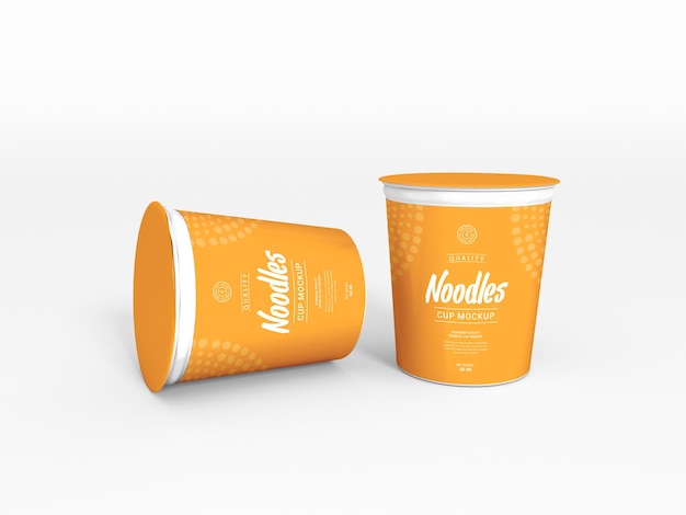 Glossy plastic noodle cup packaging mockup