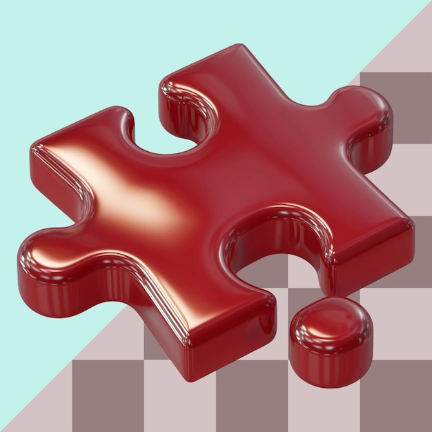 Glossy Red 3D Jigsaw Puzzle Piece