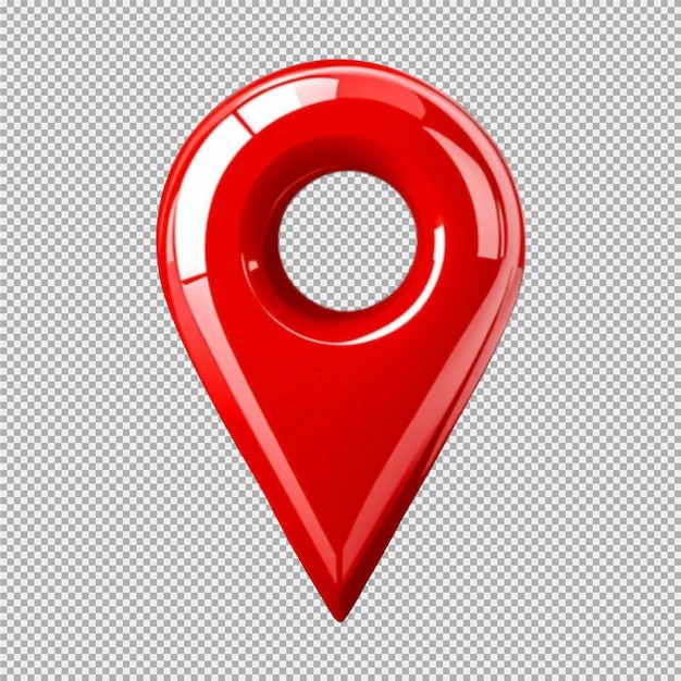 glossy red location pin icon isolated on transparent background