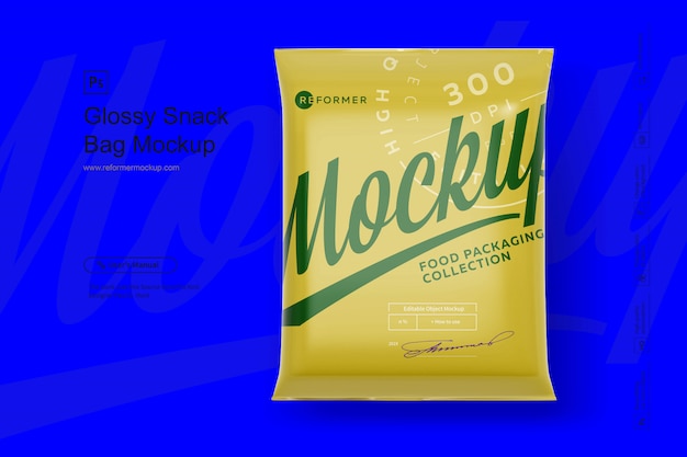 Glossy snack bag mockup