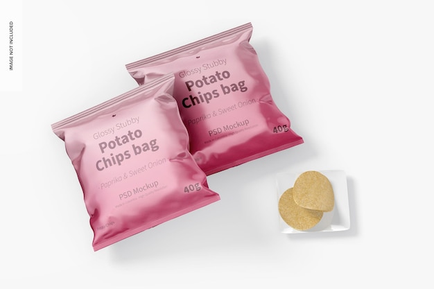 Glossy stubby chips tasche mockup