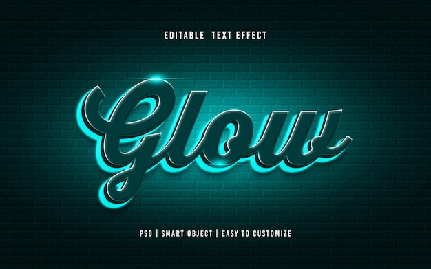 glow 3d editable text effect style with neon effect