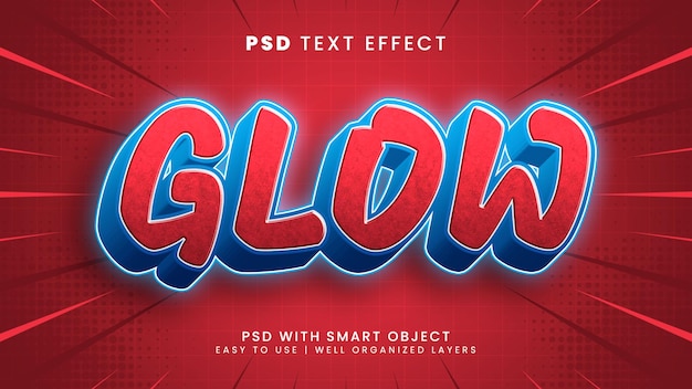 Glow 3d editierbarer texteffekt mit licht- und kindertextstil
