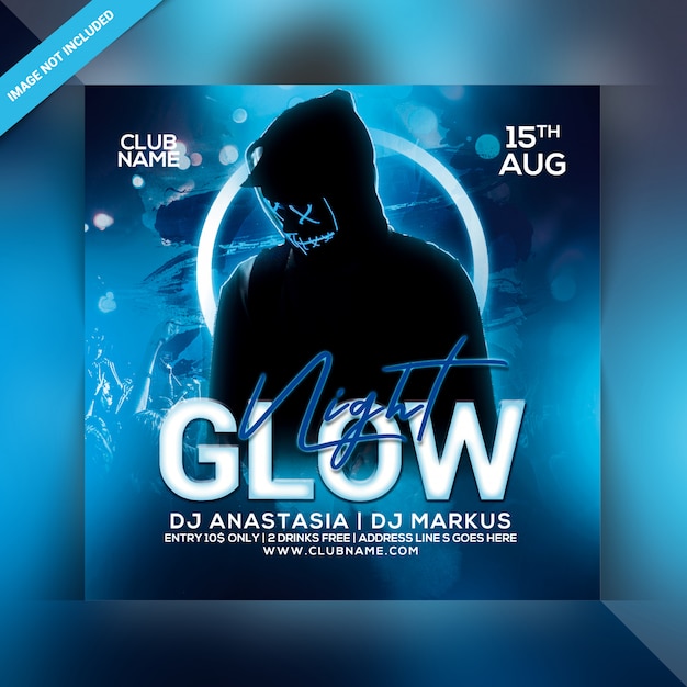 Glow night party flyer