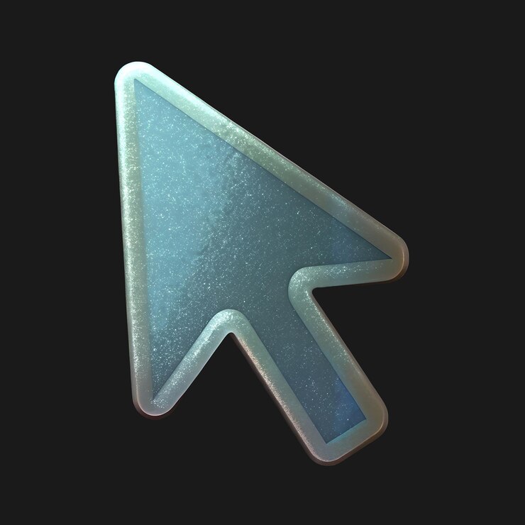 PSD glowing 3d cartoon mouse pointer icon