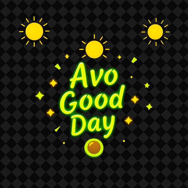 PSD glowing avo good day text flickers en verde y amarillo de aguacate wi png inspirado en la decoración de alimentos de neón