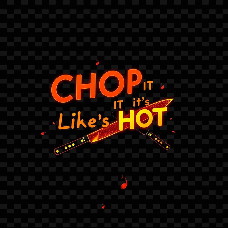 PSD glowing chop it like its hot text flickers en rojo y naranja wi neon diseño de tipografía delicioso