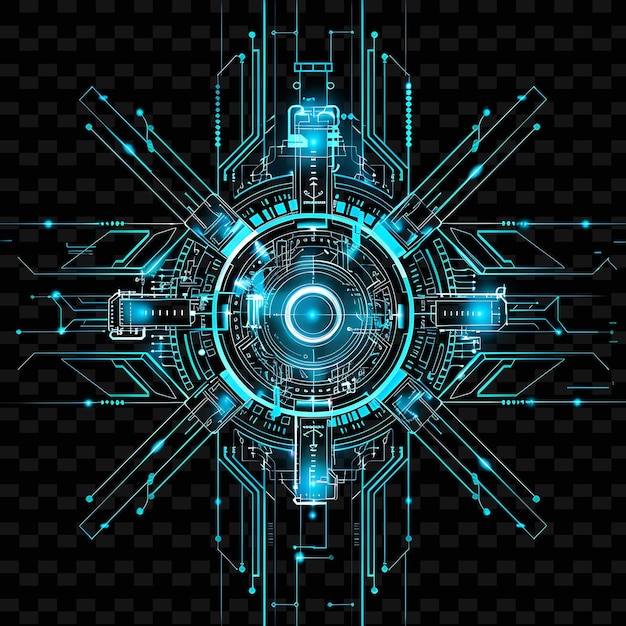 Glowing Circuit Patterns of an Advanced Ai Entity With Neon PNG Creative Neon Line Art Designs