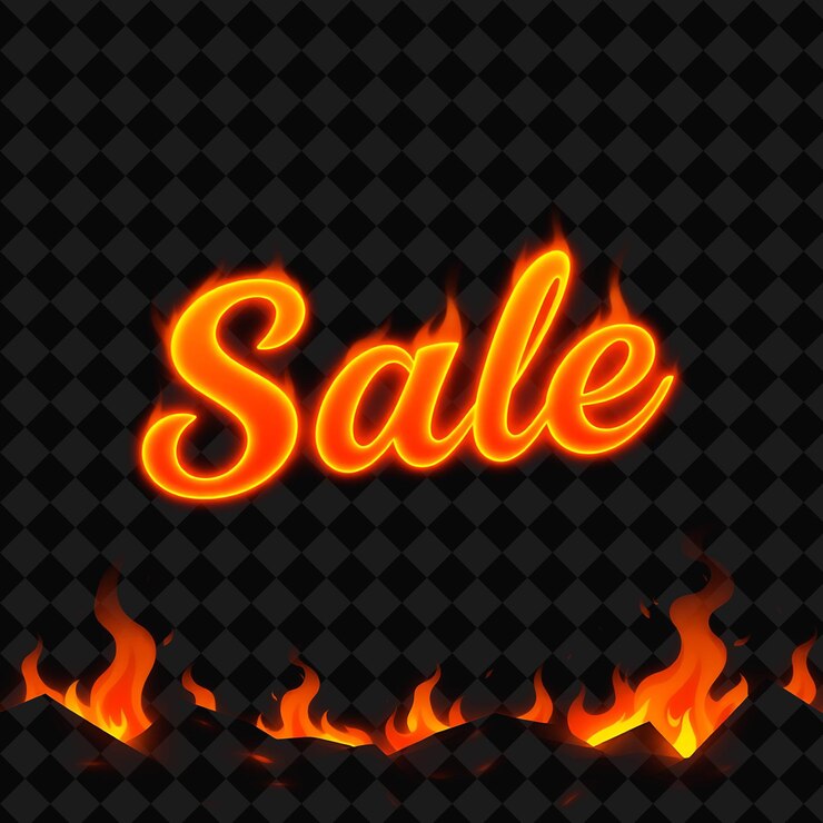 PSD glowing ember sale testo scintilla con neon arancione vibrante e giallo transizioni gradienti lisce fla