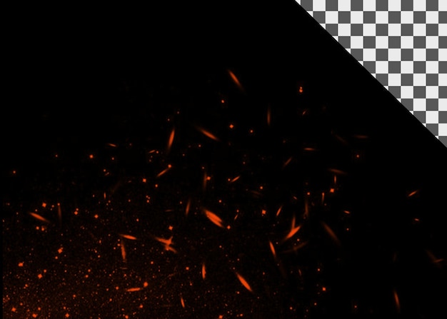 Glowing Embers and Flames on Black Background