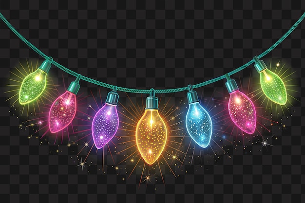 Glowing garland decoration Lights effect isolated on transparent background PNG