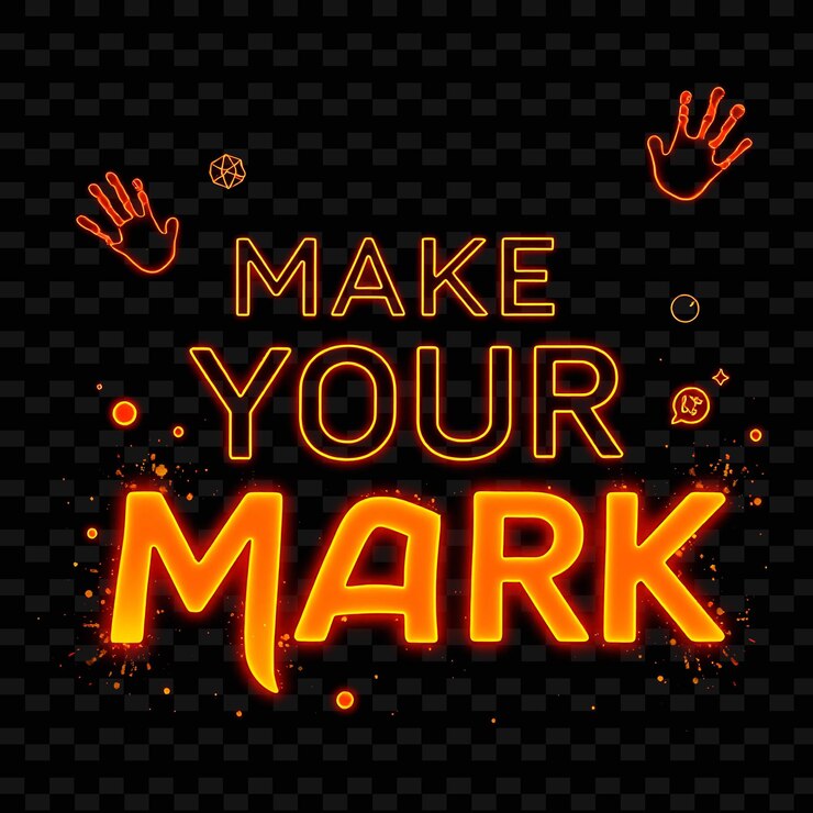 PSD glowing haga su marca pulsaciones de texto con neon ámbar vibrante y naranja eléctrico pixel perfecto