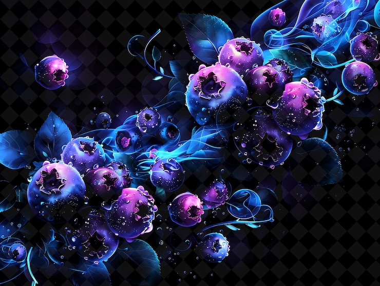 PSD glowing indigo blueberry lemonade con capas giratorias color de neón azul comida bebida colección y2k