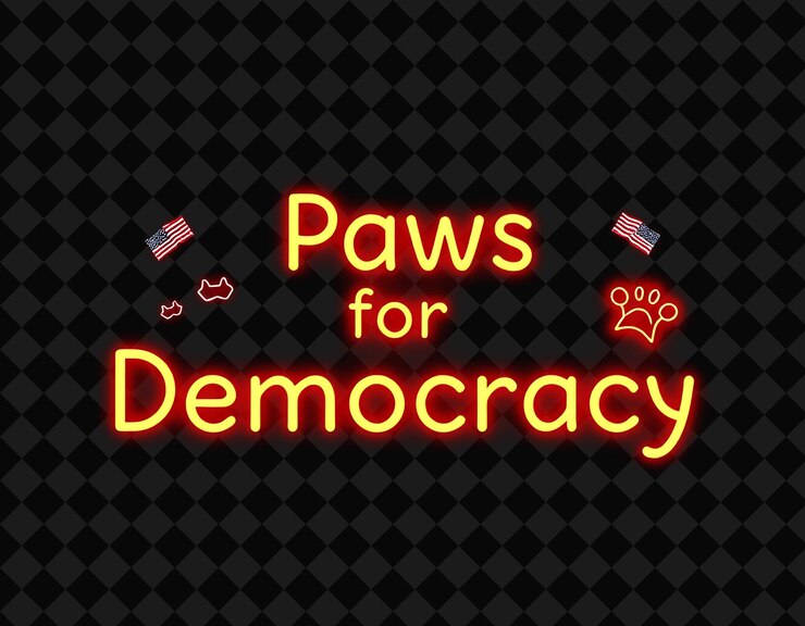 PSD glowing led paws for democracy pulsos de texto con neón carmesí vibrante y rojo puro pixel perfect ble