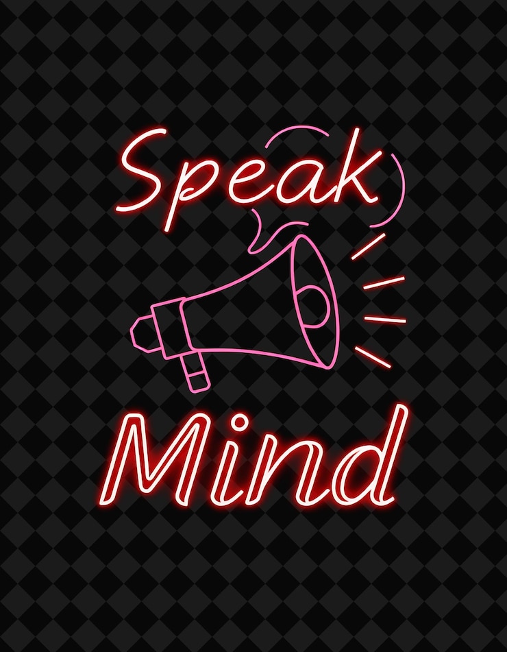 PSD glowing led speak your mind pulses de texto con neón carmesí vibrante y rojo puro pixel blendi perfecto