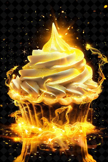 Glowing Lemon Meringue Pie hecho con fragmento de limón Mering Neon Color Comida Bebida Colección Y2K