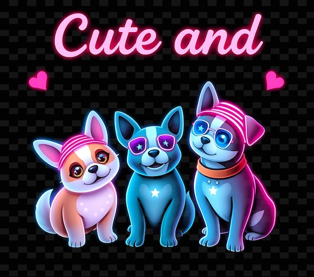 Glowing Lindo y Patriótico Pulso de Texto con Neon Lime y Azul Intenso Glowing Animales Adorables Wit