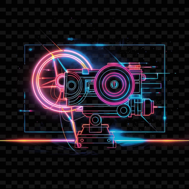 PSD glowing neon campaign video con una poderosa historia paisaje línea de neón arte vista de la ciudad fondo