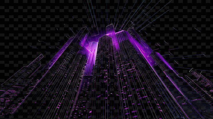 PSD glowing neon skyscrapers rising glitched skyscraper texture y2k texture shape background decor art (arte de la decoración de fondo de la textura y la forma del fondo)