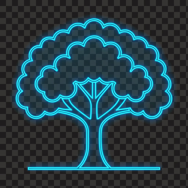 glowing neon tree design on transparent isolated background png