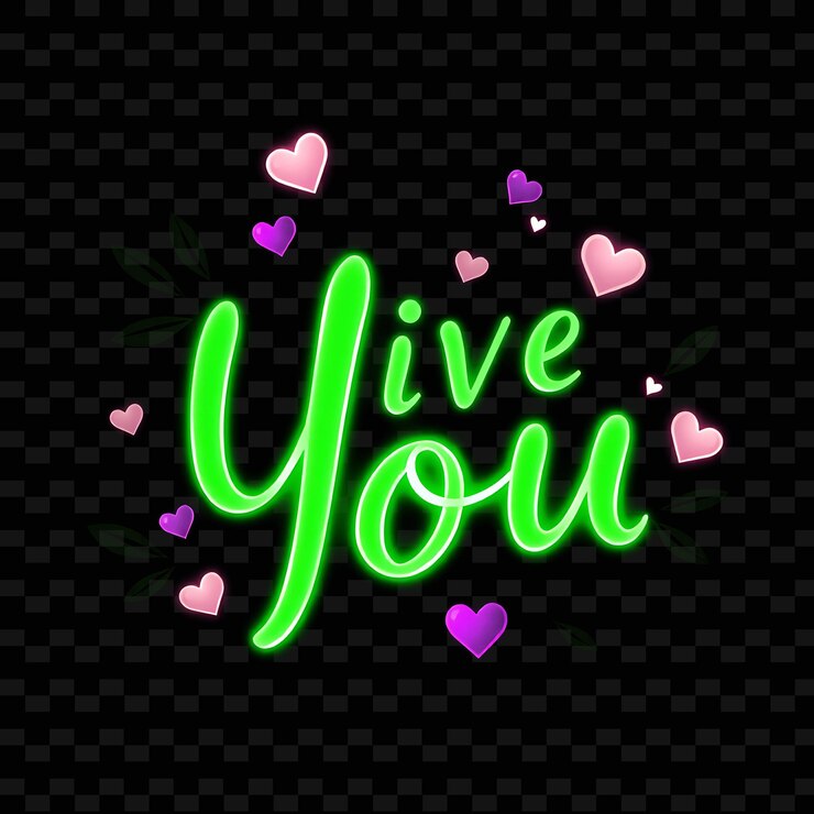 PSD glowing olive you text flickers em verde profundo e roxo com design de tipografia de néon brilhante e delicioso