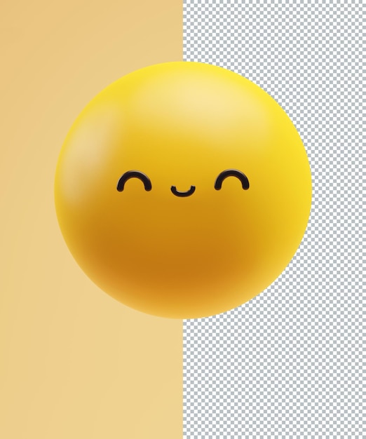 PSD glück-emoticon mit einem lustigen kawaii-gesicht mit bogenförmigen augen