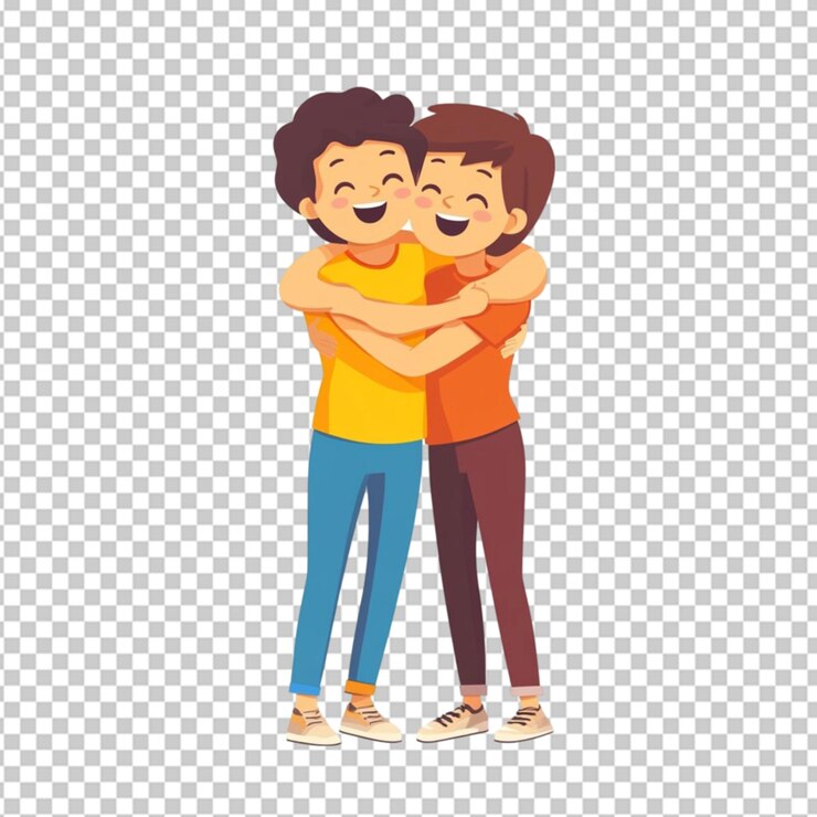 PSD glückliche beste freunde kunstwerk zum feiern des freundschaftstages auf durchsichtigem hintergrund