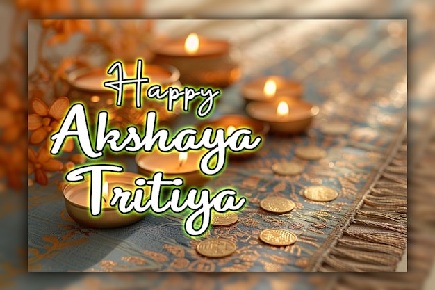 Glückliche feier des akshaya tritiya-tages und des golden coins india-festivals für social media-posts