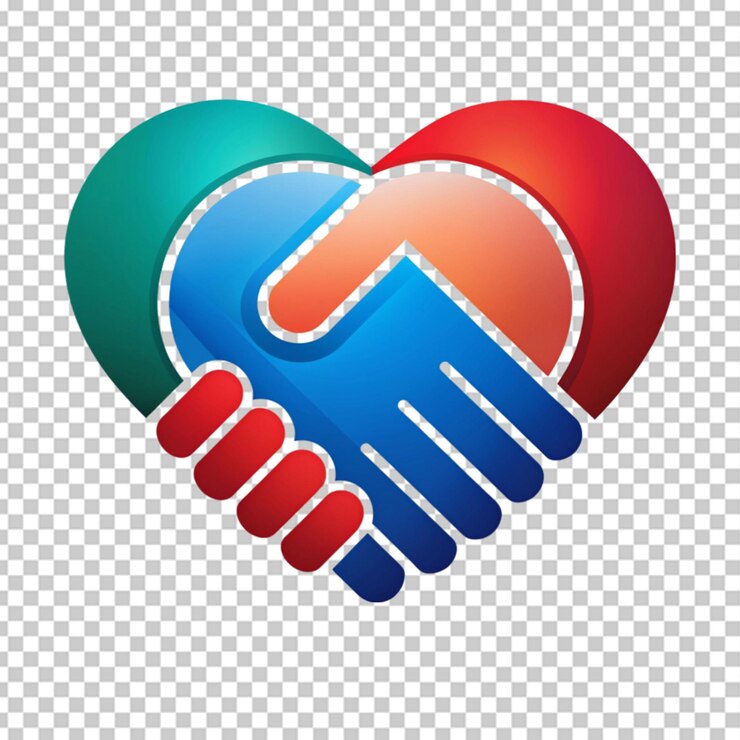 PSD glückliche freundschaftsgrüße mit handschluss-logo