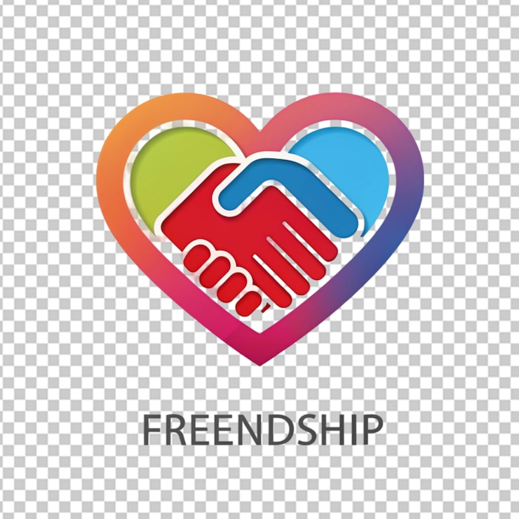 PSD glückliche freundschaftsgrüße mit handschluss-logo
