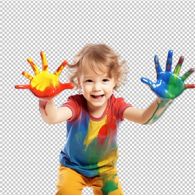 PSD glückliche kinder mit handmalerei spritzen