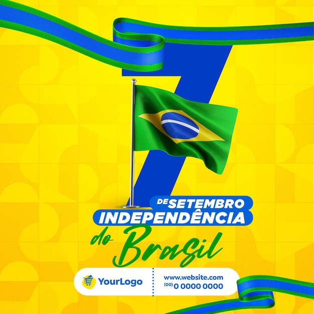 Glückliche Unabhängigkeit von Brasilien Social Media Vorlage