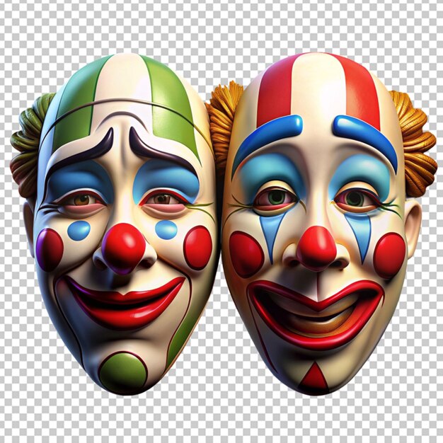 PSD glückliche und traurige clownmasken