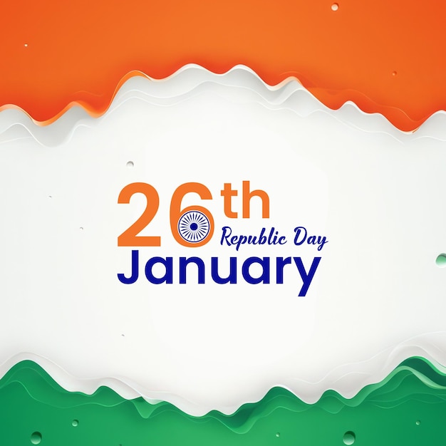 PSD glücklicher 26. januar, tag der republik indiens text social media post vektorkunst hintergrund