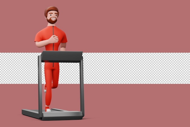 Glücklicher Fitness-Mann Übung oder Fitness für eine gute Gesundheit 3D-Rendering