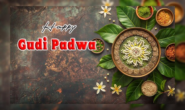PSD glücklicher gudi padwa traditioneller maharastra neujahrstag hintergrund