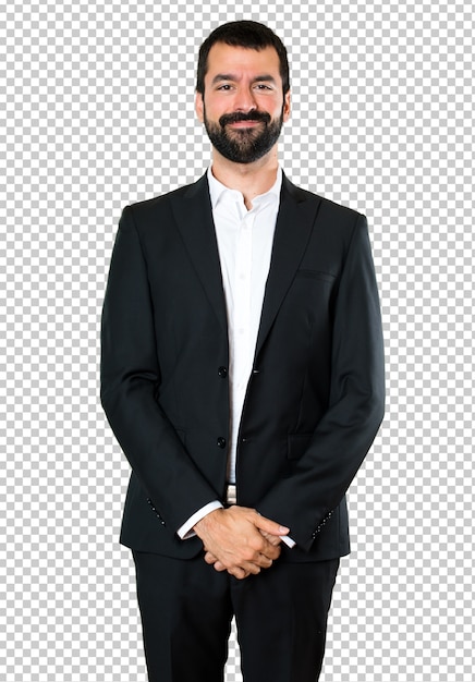 Glücklicher hübscher Geschäftsmann