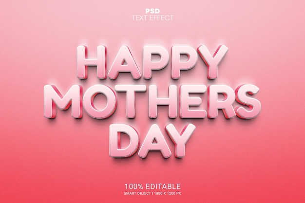 Glücklicher Muttertag bearbeitbarer PSD-Texteffekt