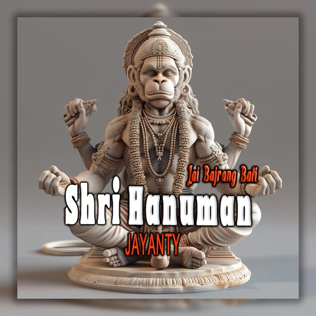 PSD glücklicher shiri hanuman jayanti mutiges ikonisches logo herr hanuman festival hintergrund